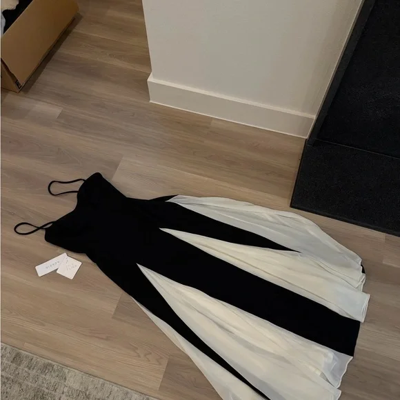 Azazie Black and Cream Maxi Dress - Picture 2 of 4